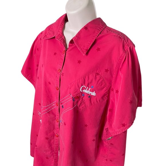 Disney Celebrate Tigger Shirt Button Down Blouse Plus Size 18W Red - Picture 2 of 10